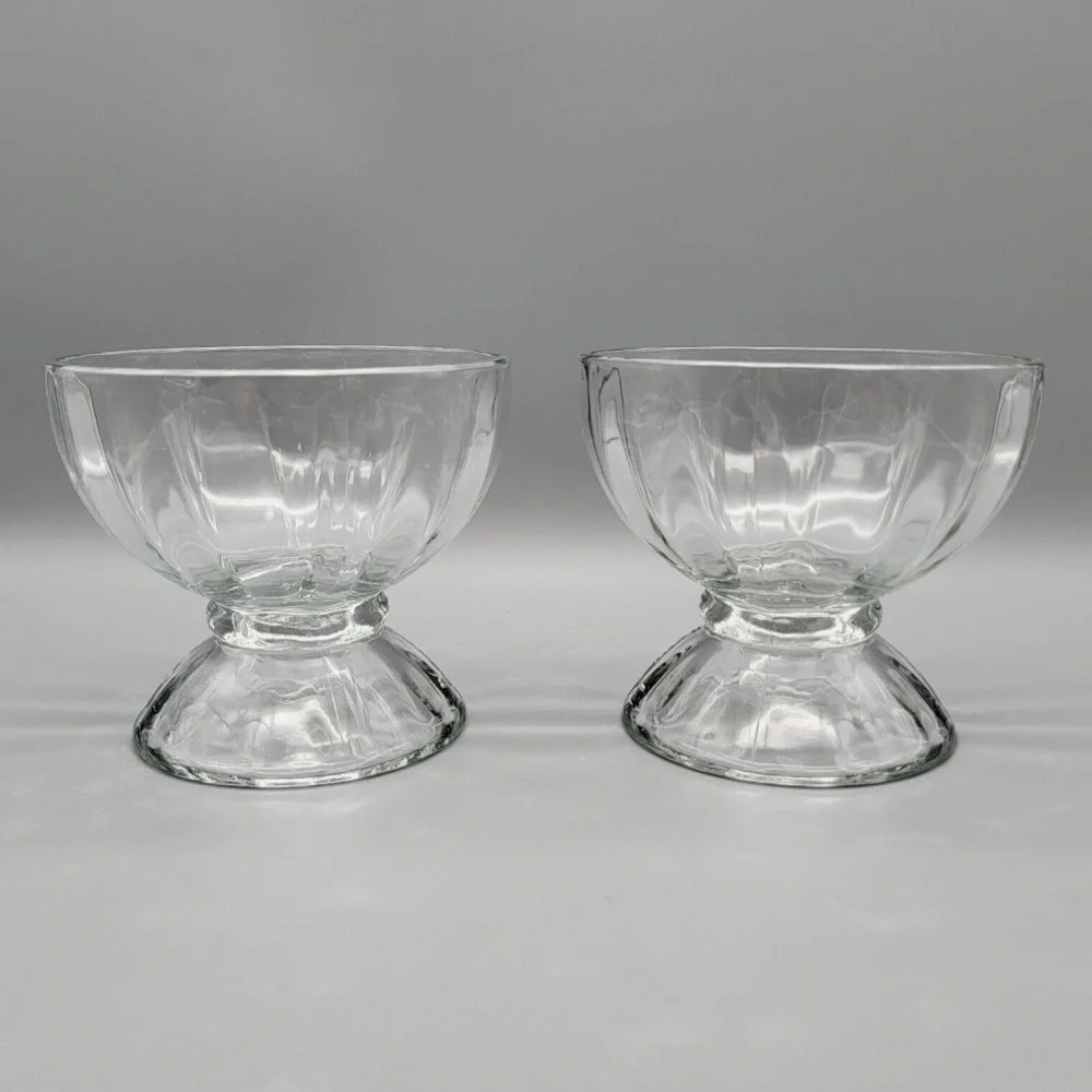 Libbey Set of two Ribbed Oversized Dessert Footed Ice Cream Bowls Serendipity